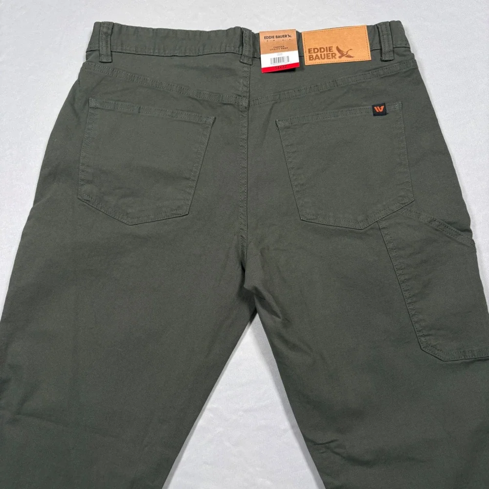 Eddie Bauer Pants Mens 34x32 Canvas Utility Pant Green Specialty Dyed